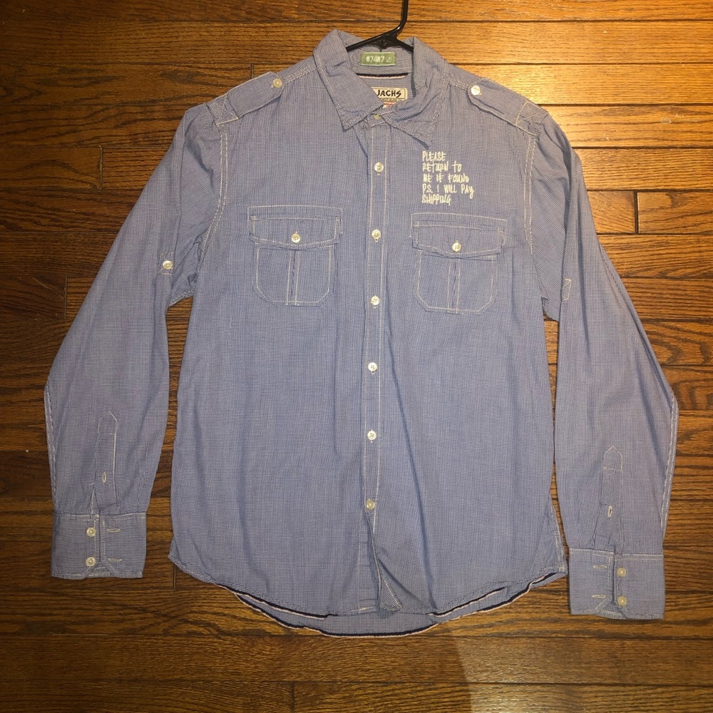 JACHS BUTTON UP BEACH SHIRT. 
Size large